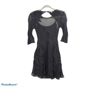 Rebecca Minkoff fishnet layered black mini dress